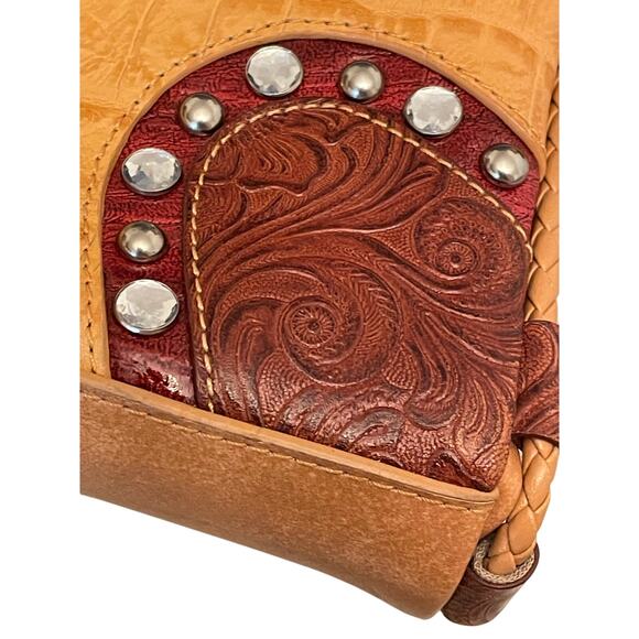 M.C. Marc Chantal Faux Leather Western Shoulder Handbag - Picture 6 of 11